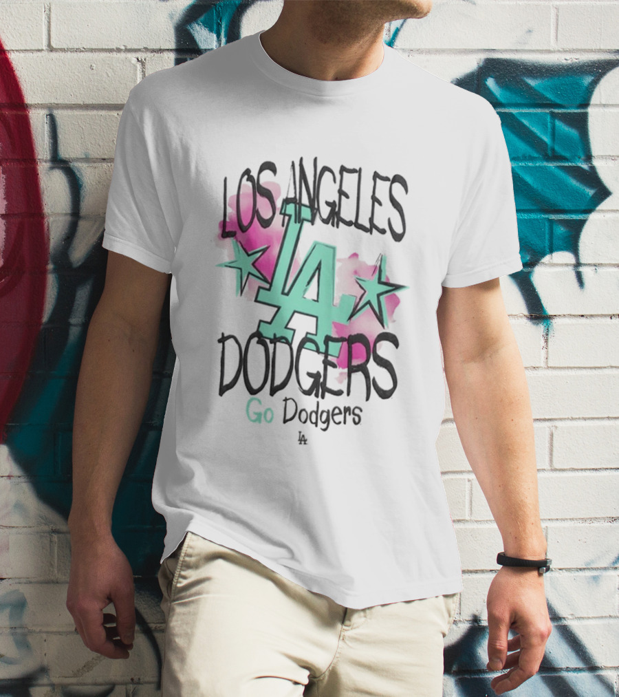 Los Angeles Dodgers LA Watercolor Stars Go Dodgers T-Shirt
