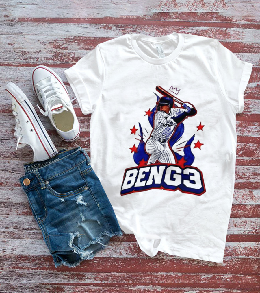 BENG3 Baseball Player Pinstripe Jersey Crown Stars T-Shirt