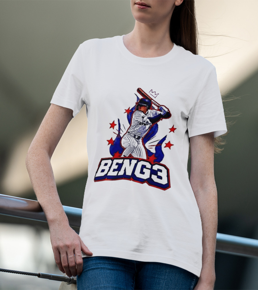 BENG3 Baseball Player Pinstripe Jersey Crown Stars T-Shirt