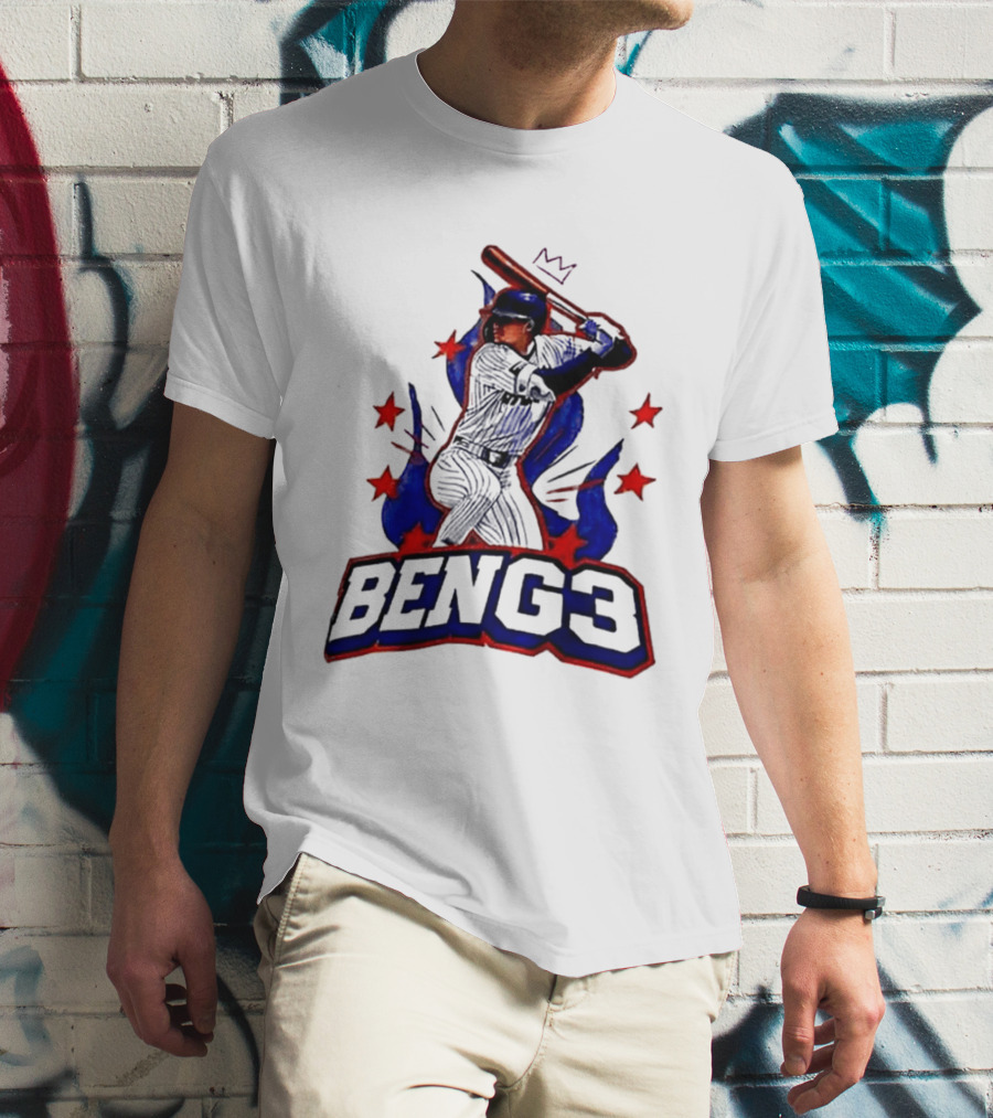 BENG3 Baseball Player Pinstripe Jersey Crown Stars T-Shirt