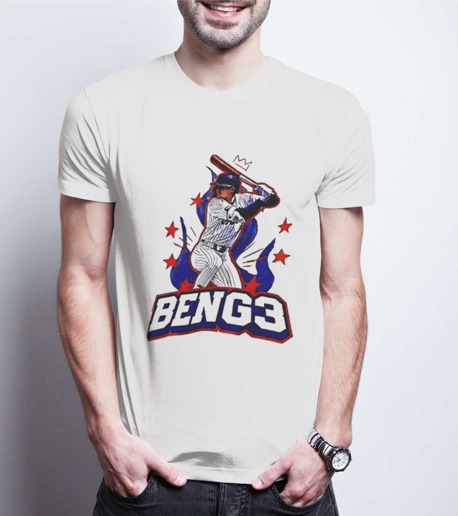 BENG3 Baseball Player Pinstripe Jersey Crown Stars T-Shirt