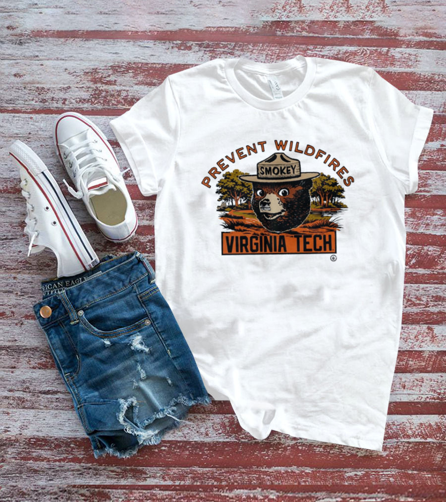 Smokey Bear Virginia Tech Prevent Wildfires Collaboration T-Shirt