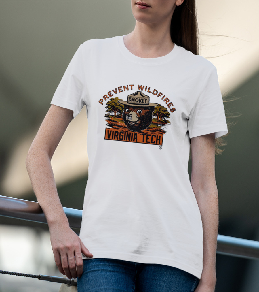 Smokey Bear Virginia Tech Prevent Wildfires Collaboration T-Shirt
