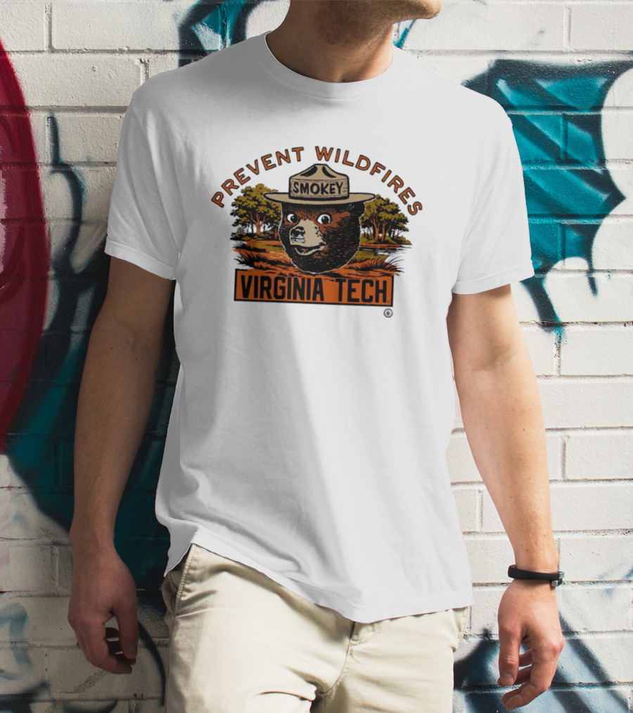 Smokey Bear Virginia Tech Prevent Wildfires Collaboration T-Shirt