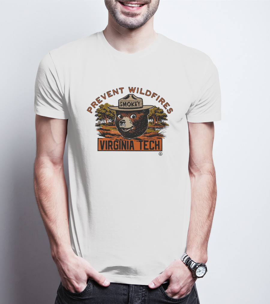 Smokey Bear Virginia Tech Prevent Wildfires Collaboration T-Shirt
