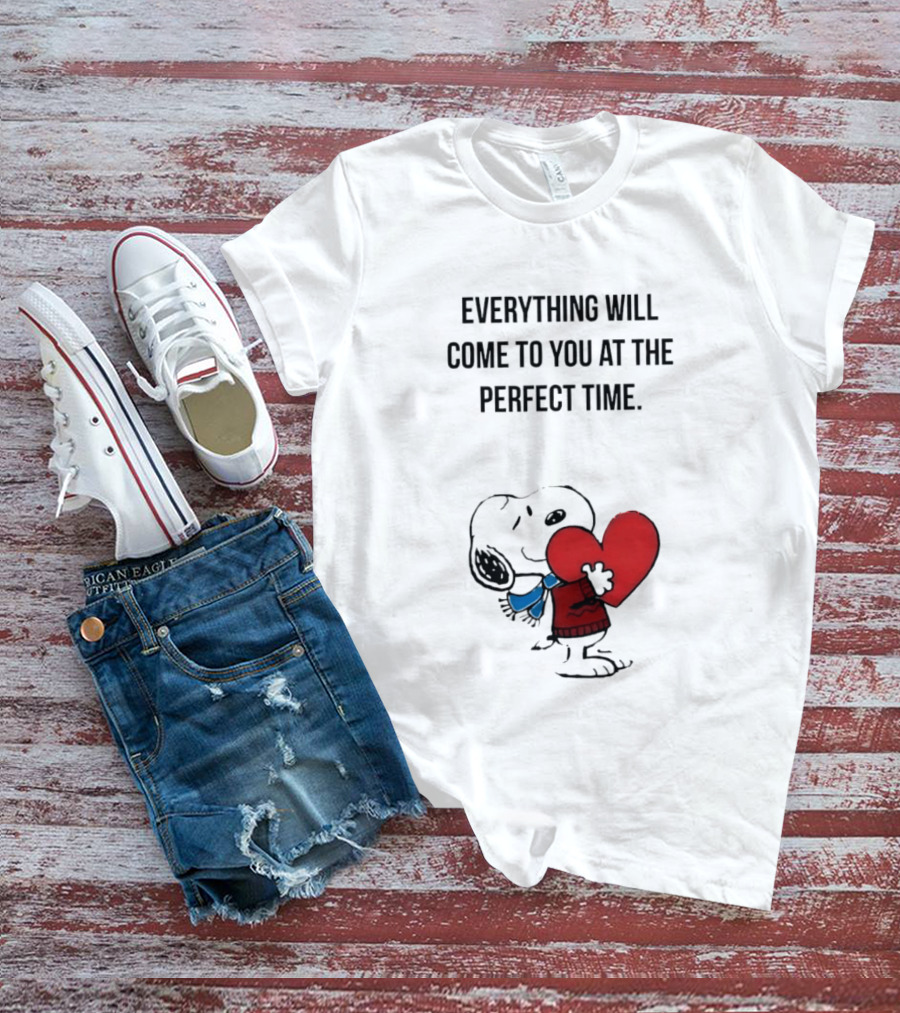 Snoopy Peanuts Everything Will Come To You At The Perfect Time Red Heart T-Shirt