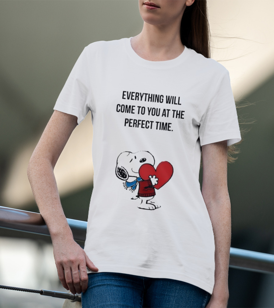 Snoopy Peanuts Everything Will Come To You At The Perfect Time Red Heart T-Shirt