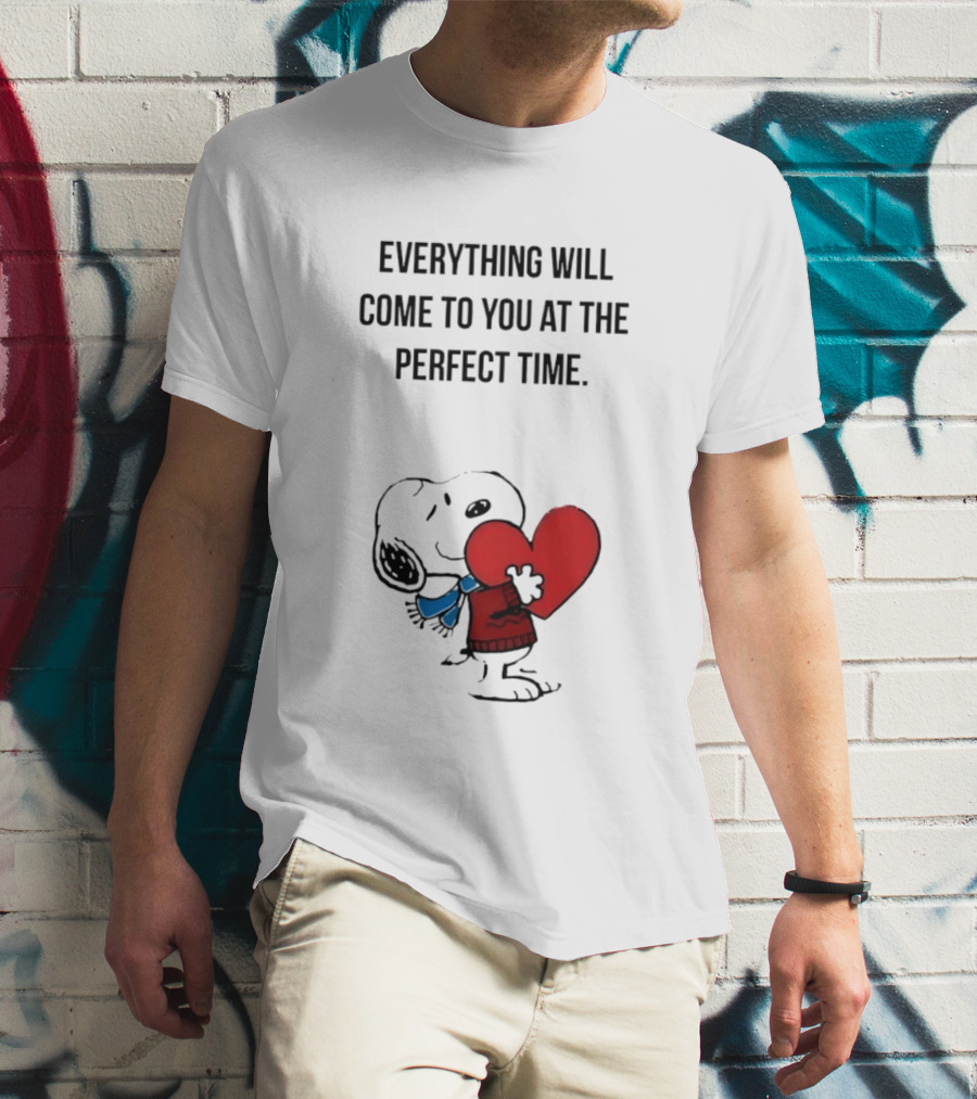 Snoopy Peanuts Everything Will Come To You At The Perfect Time Red Heart T-Shirt