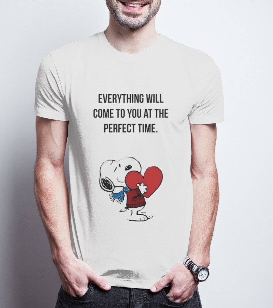 Snoopy Peanuts Everything Will Come To You At The Perfect Time Red Heart T-Shirt