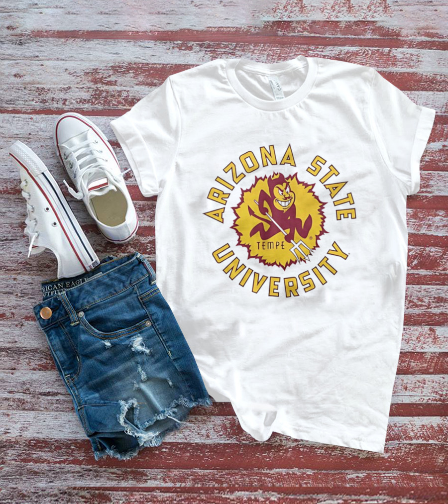 Arizona State University Sunburst Tempe Sparky Pitchfork T-Shirt