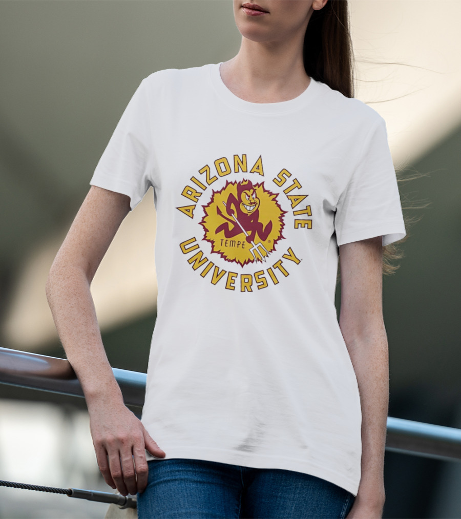 Arizona State University Sunburst Tempe Sparky Pitchfork T-Shirt