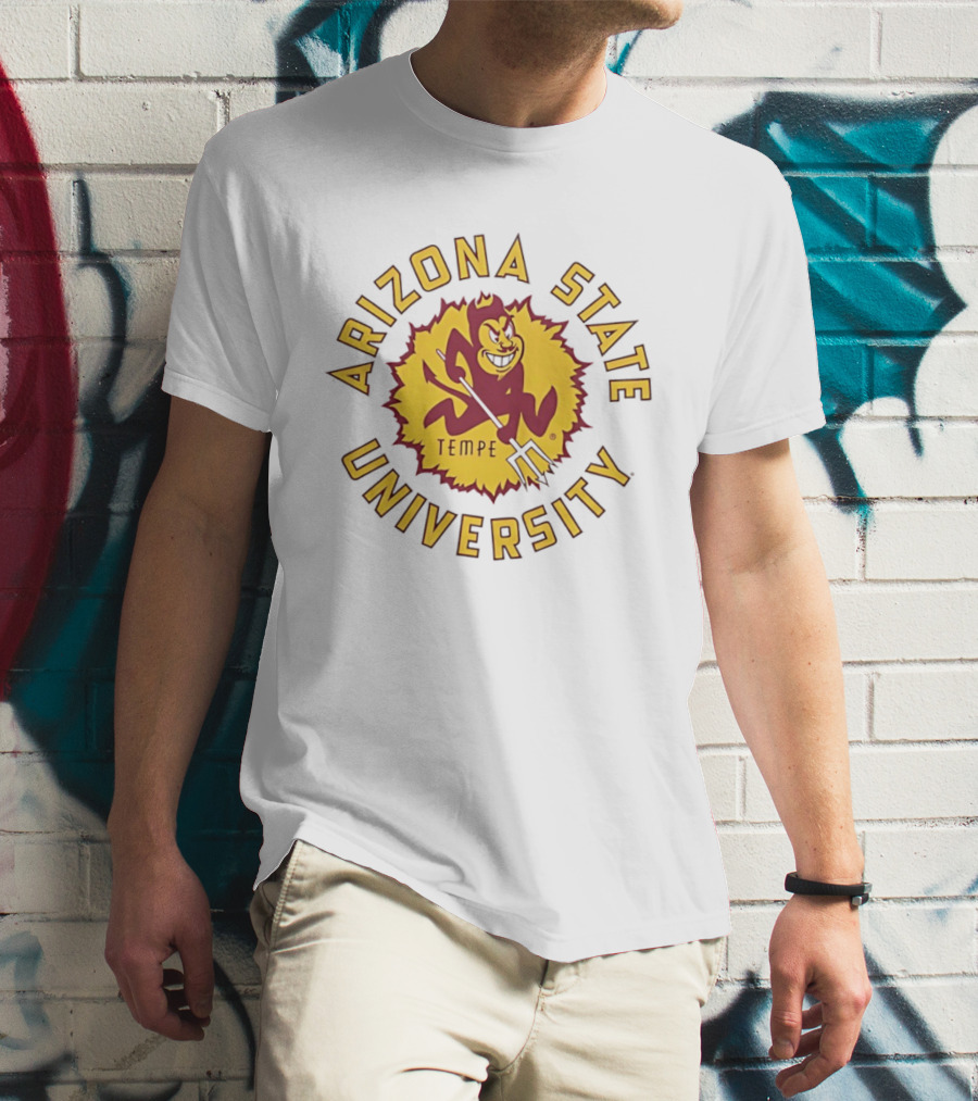 Arizona State University Sunburst Tempe Sparky Pitchfork T-Shirt