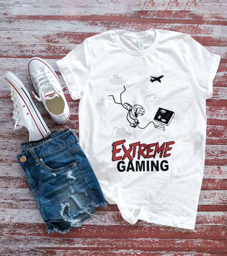 Boys Extreme Gaming Adventure Controller Clouds Plane T-Shirt