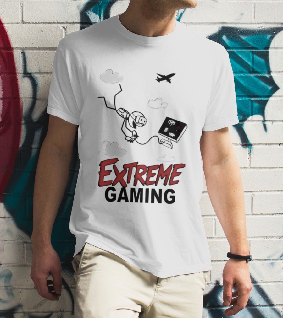 Boys Extreme Gaming Adventure Controller Clouds Plane T-Shirt