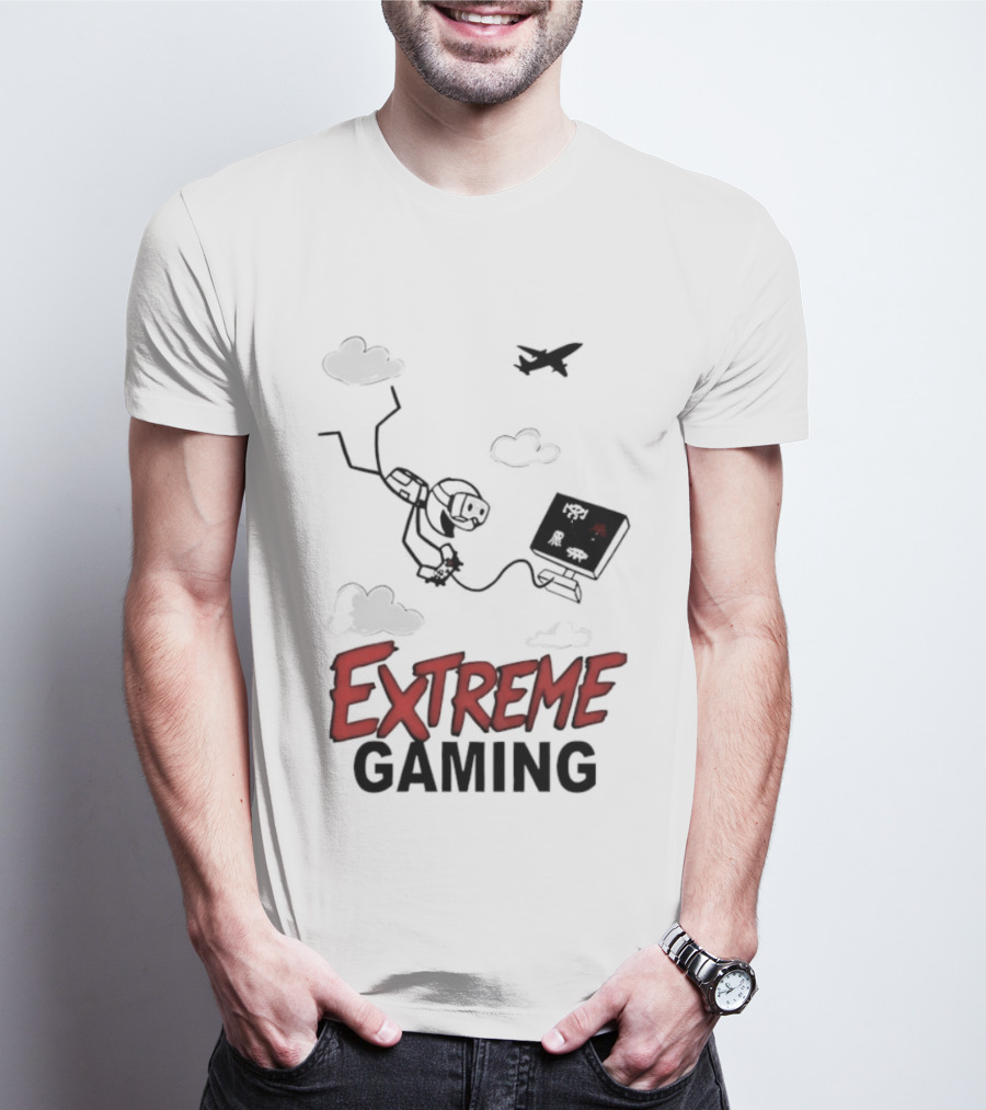 Boys Extreme Gaming Adventure Controller Clouds Plane T-Shirt