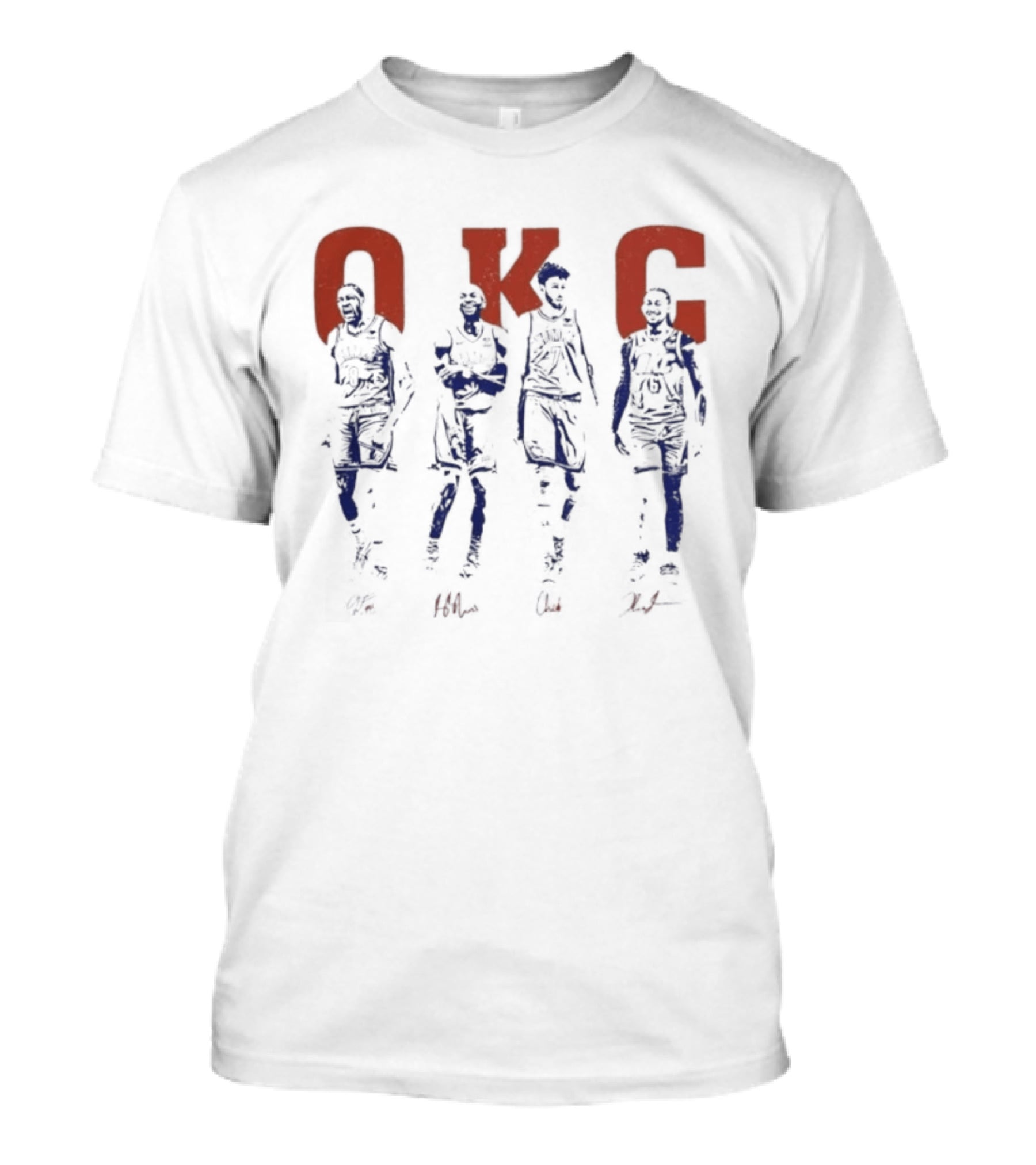 Oklahoma City Thunder OKC Players Silhouettes Red OKC Letters T-Shirt