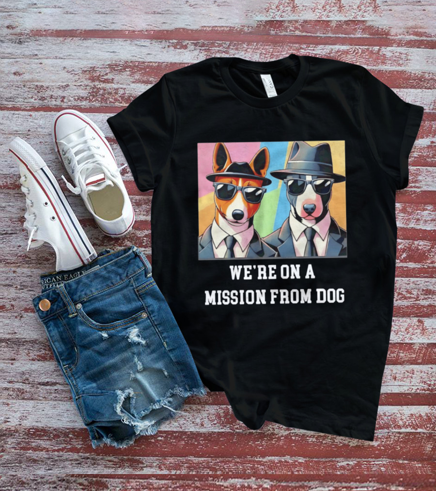 Basenji Dog Black Suit Mission From Dog Sunglasses And Hats T-Shirt