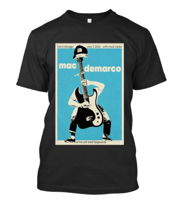 Mac Demarco Live In Chicago May 7 2026 At The Salt Shed Fairgrounds With Mock Media T-Shirt