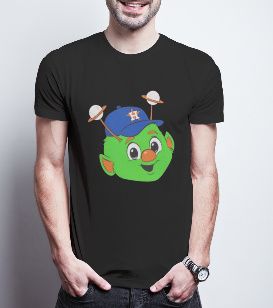 Houston Astros Orbit Character Face With Baseball Antennae T-Shirt