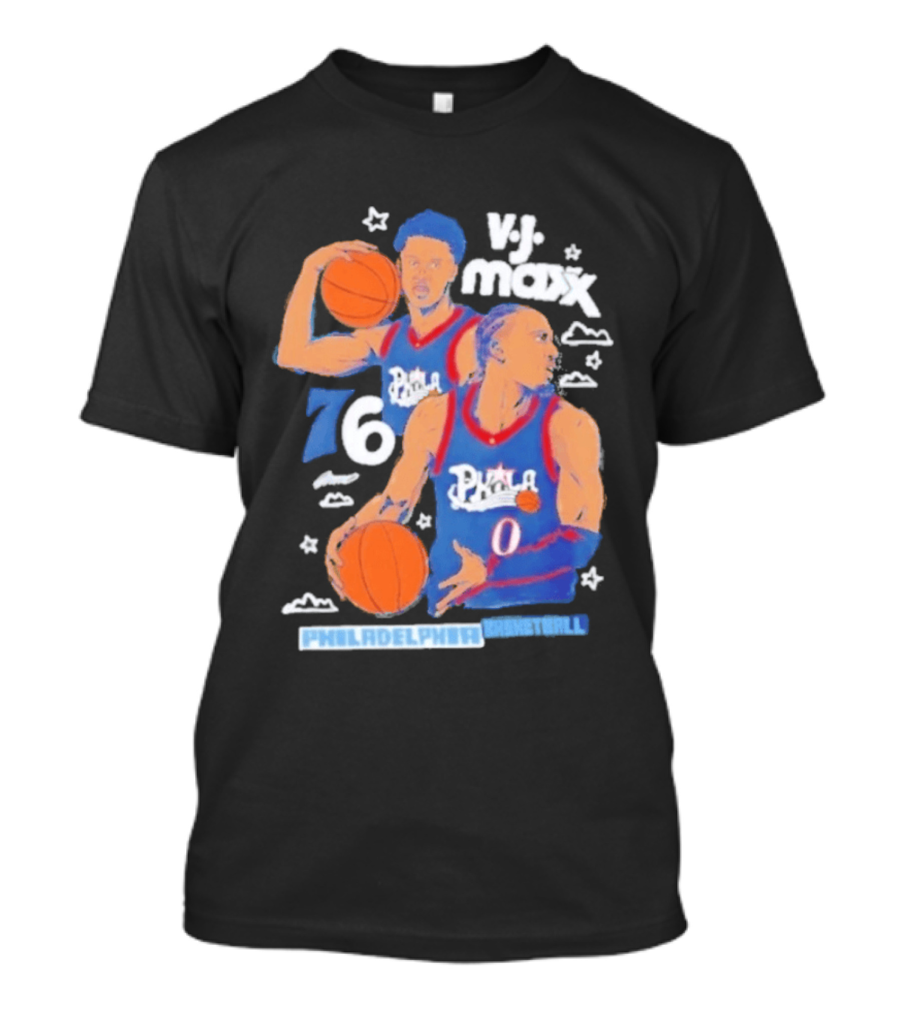 Vj Maxx Philadelphia 76ers Basketball Cartoon Nba 2026 T-Shirt