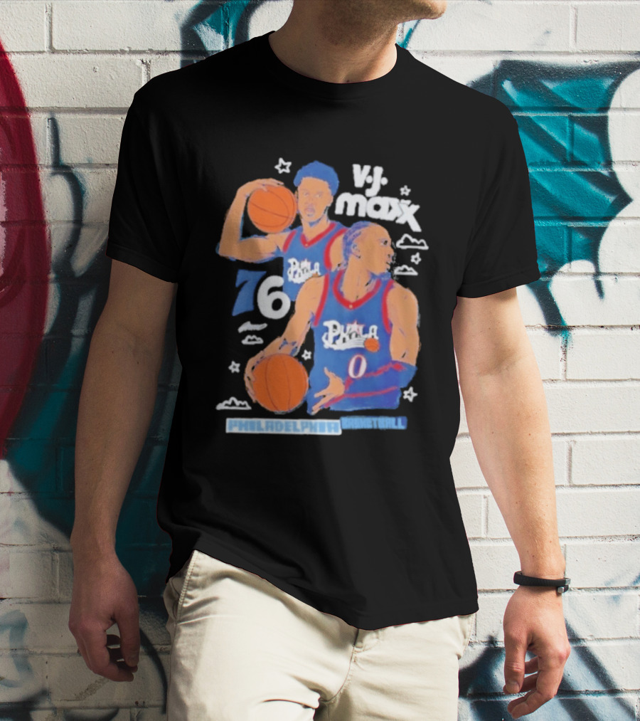 Vj Maxx Philadelphia 76ers Basketball Cartoon Nba 2026 T-Shirt