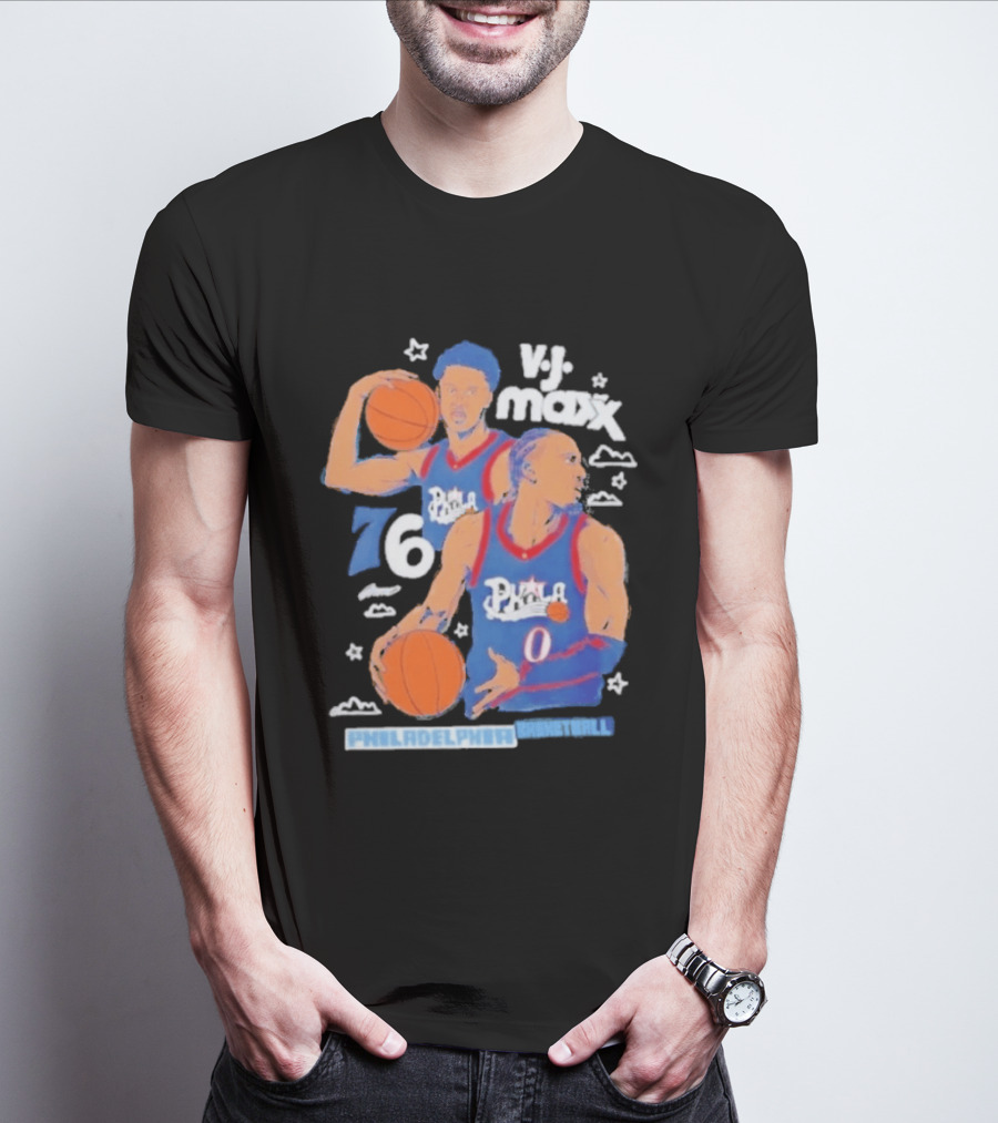 Vj Maxx Philadelphia 76ers Basketball Cartoon Nba 2026 T-Shirt