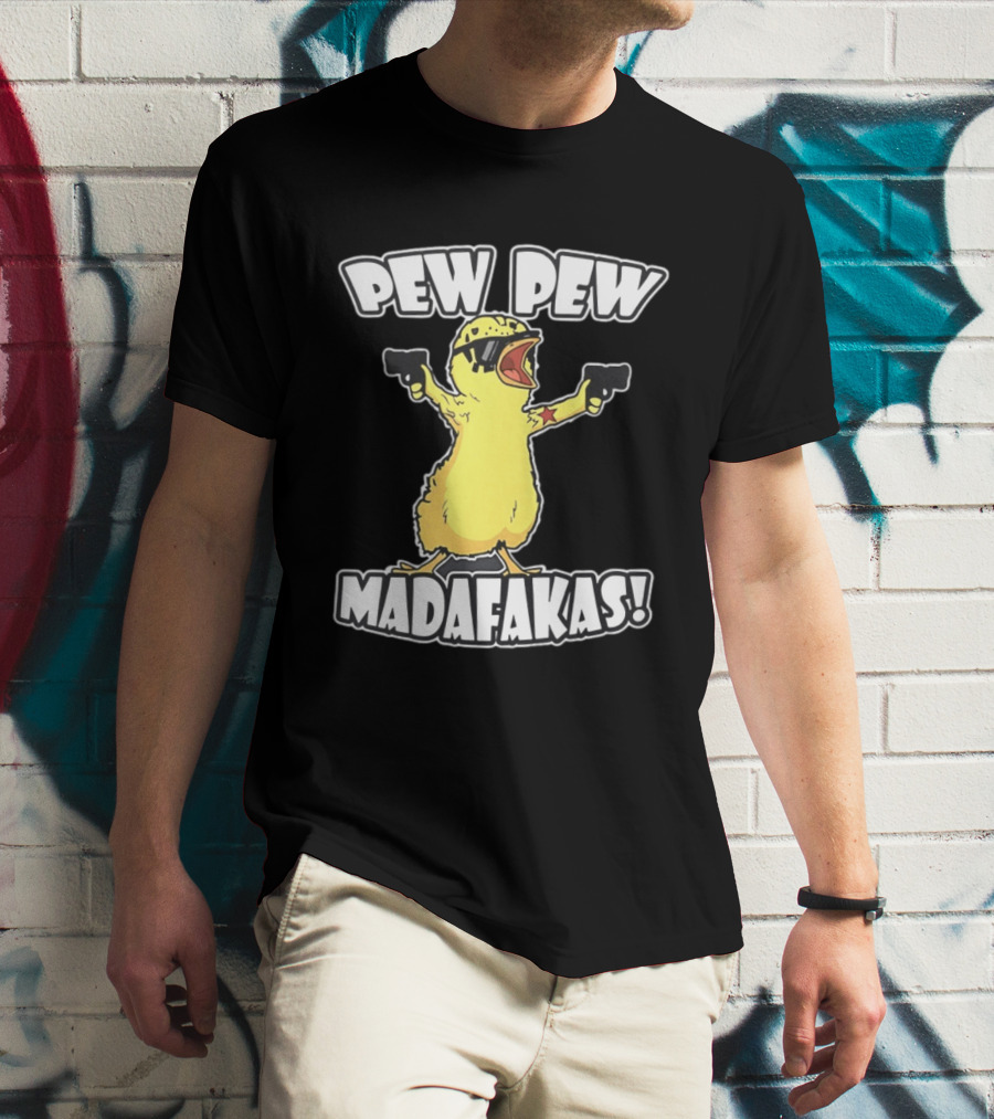 Pew Pew Madafakas Yellow Duck With Pistols T-Shirt