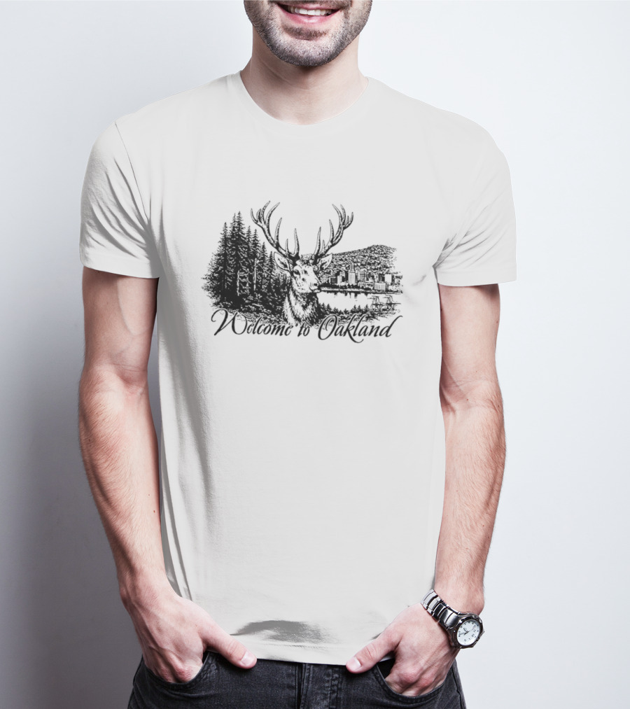 Welcome To Oakland Deer And Forest Scene T-Shirt