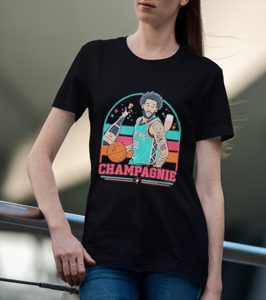 San Antonio Spurs Julian Champagnie 90s Style Basketball T-Shirt