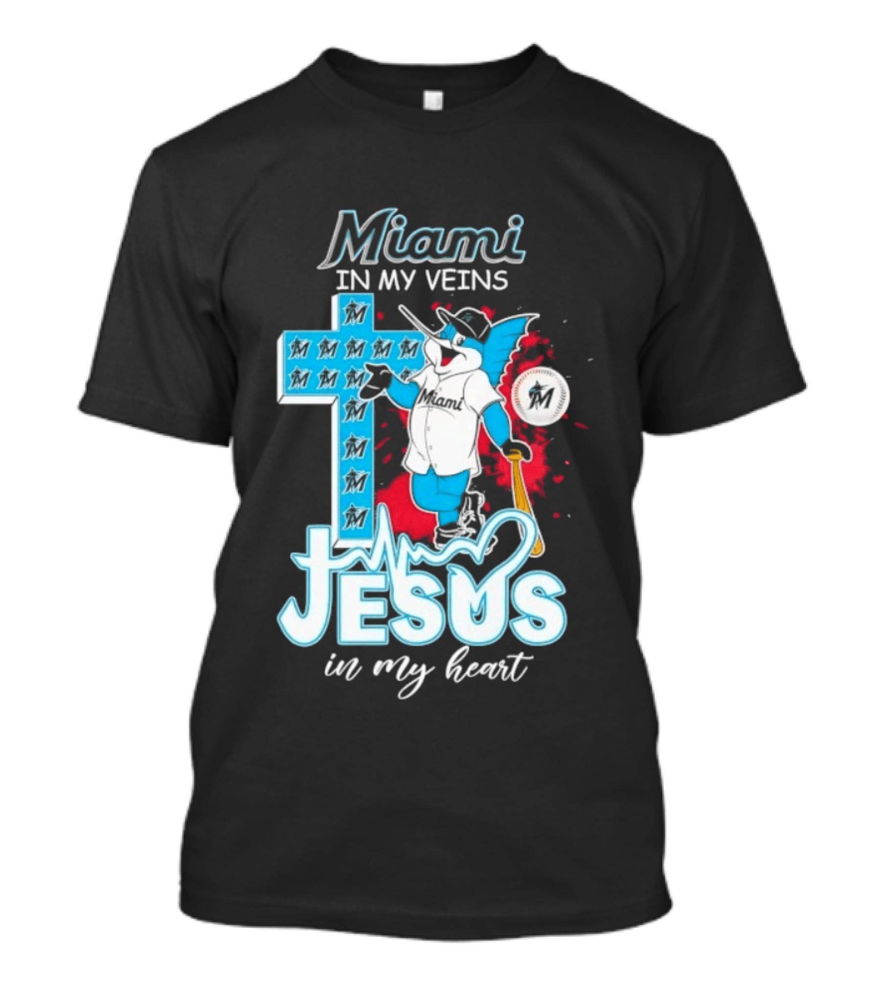 Miami Marlins Billy The Marlin Jesus In My Heart T-Shirt