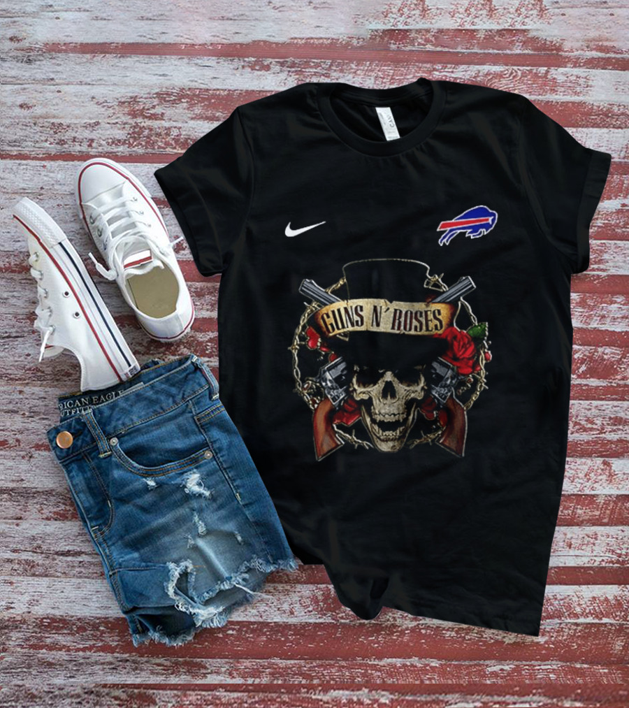 Buffalo Bills Guns N' Roses Skull Top Hat NFL Nike T-Shirt