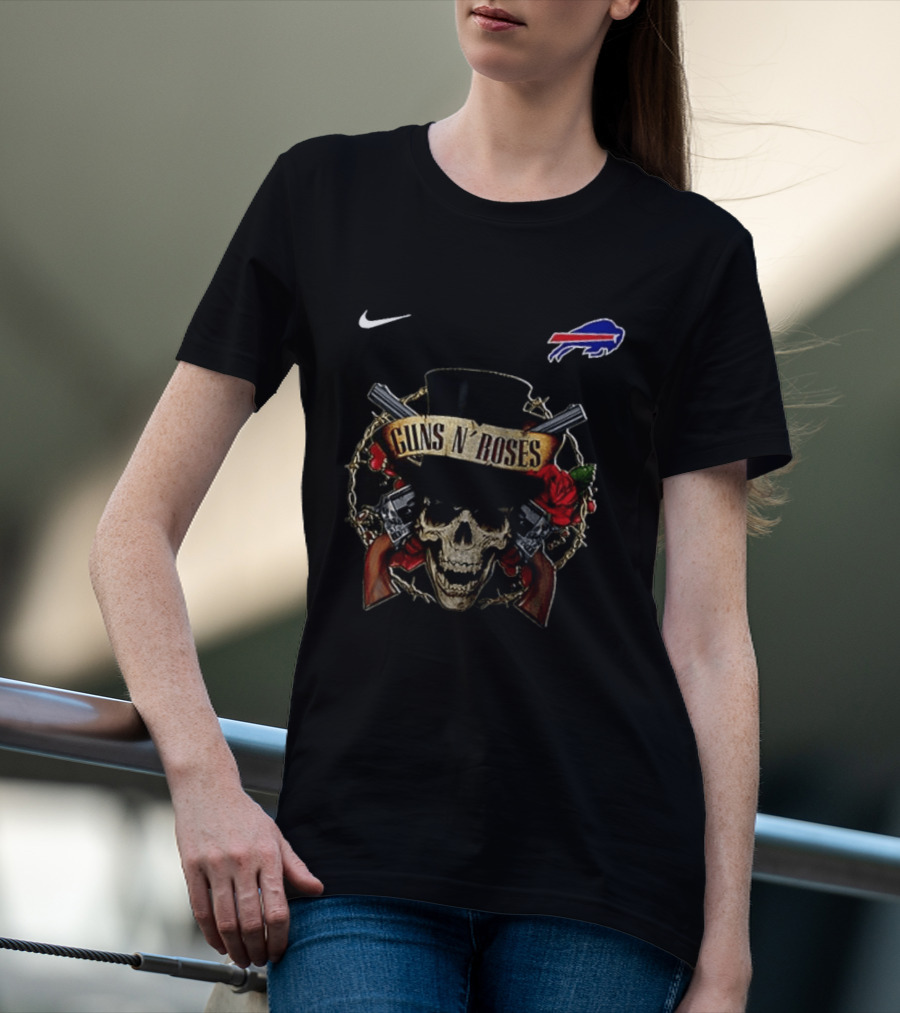 Buffalo Bills Guns N' Roses Skull Top Hat NFL Nike T-Shirt
