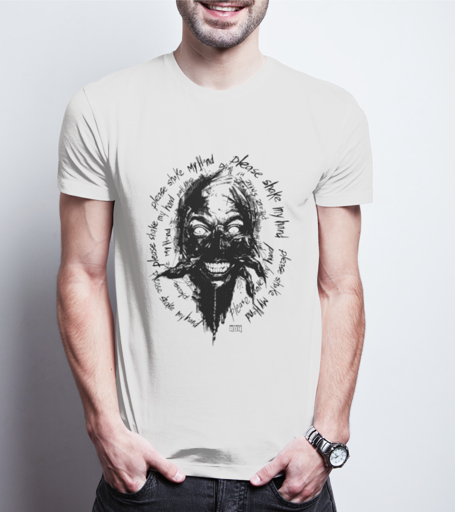Lio Rush Please Shake My Hand Skull Monster Rugged Handwritten T-Shirt