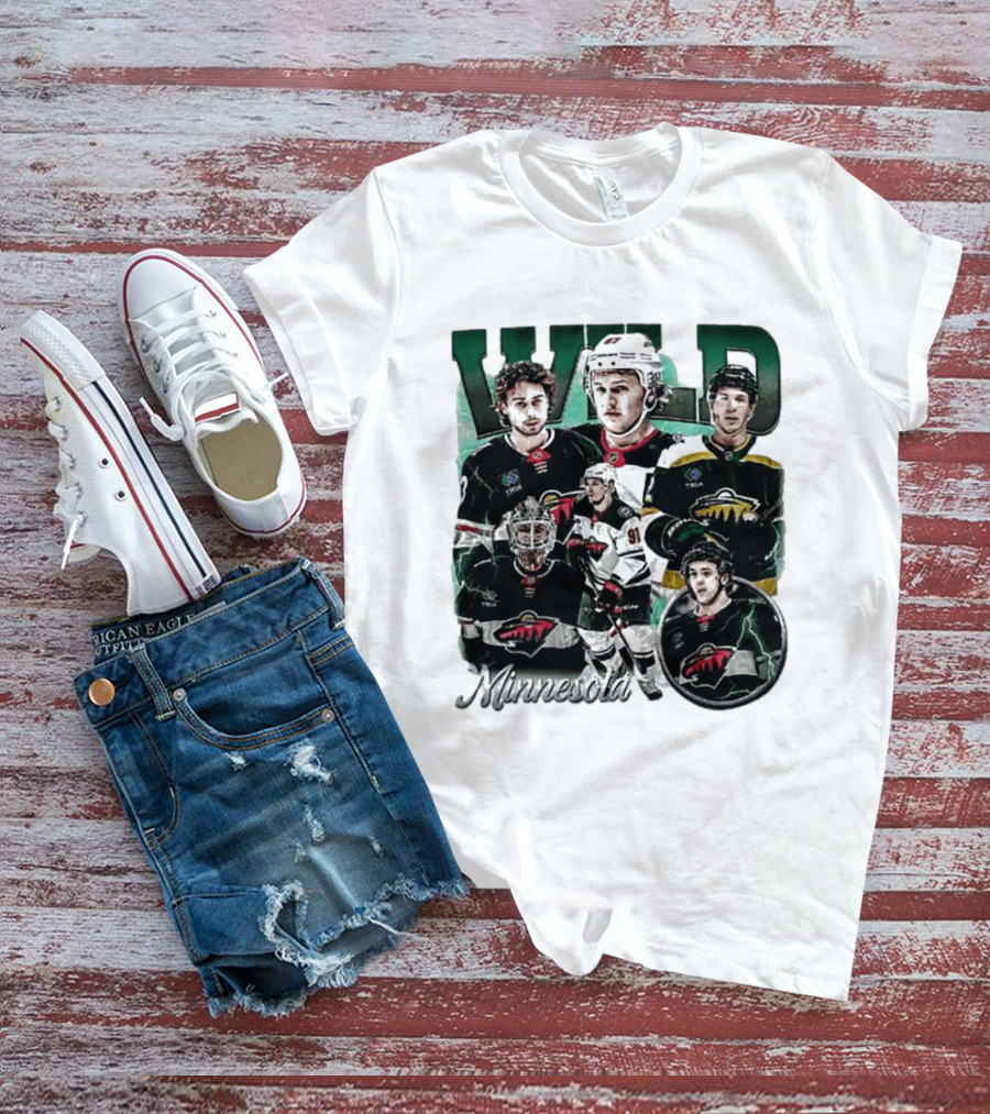 Minnesota Wild Ice Hockey Players Bootleg Comfort T-Shirt