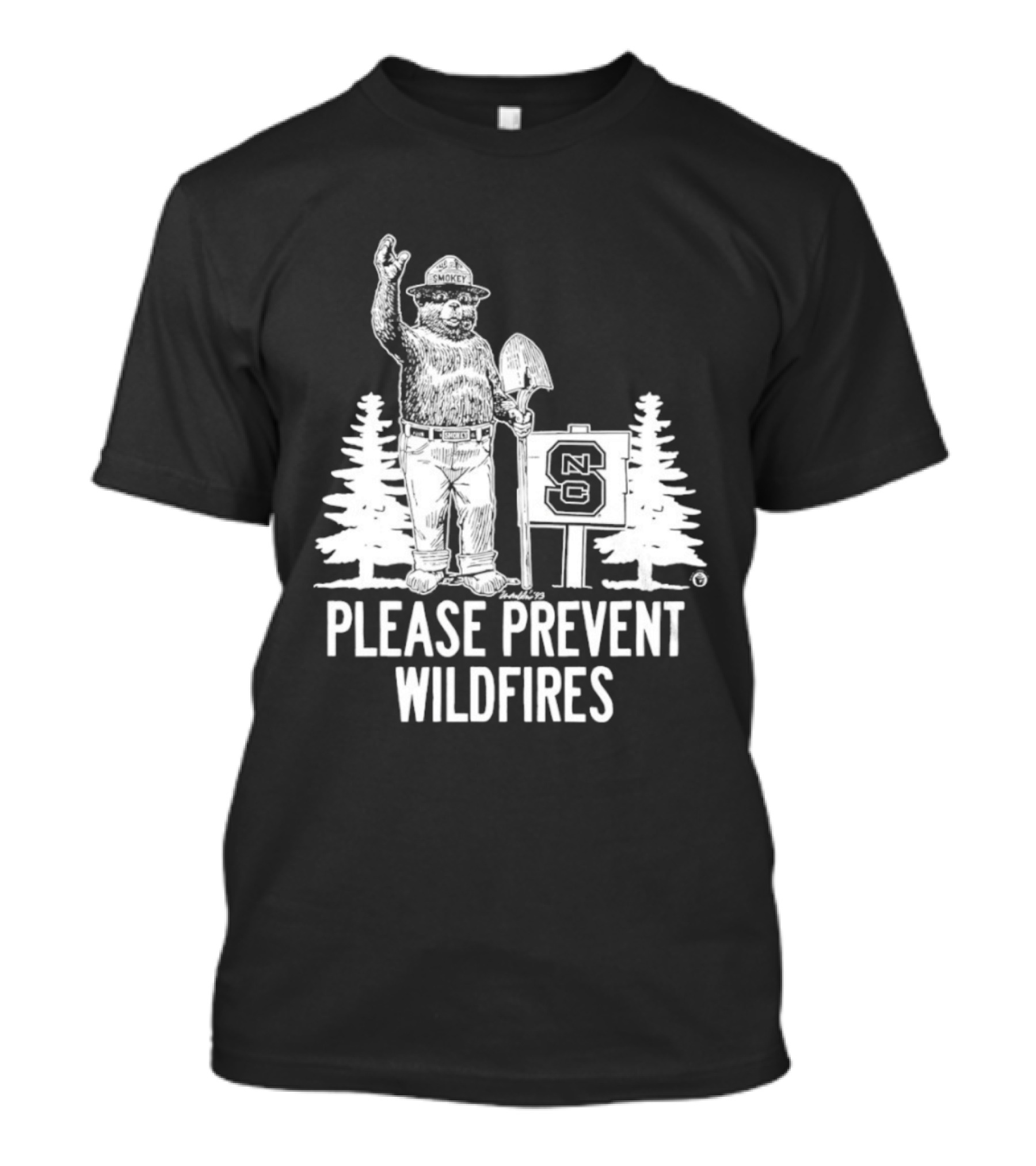 Smokey Bear NC State Collaboration Please Prevent Wildfires T-Shirt