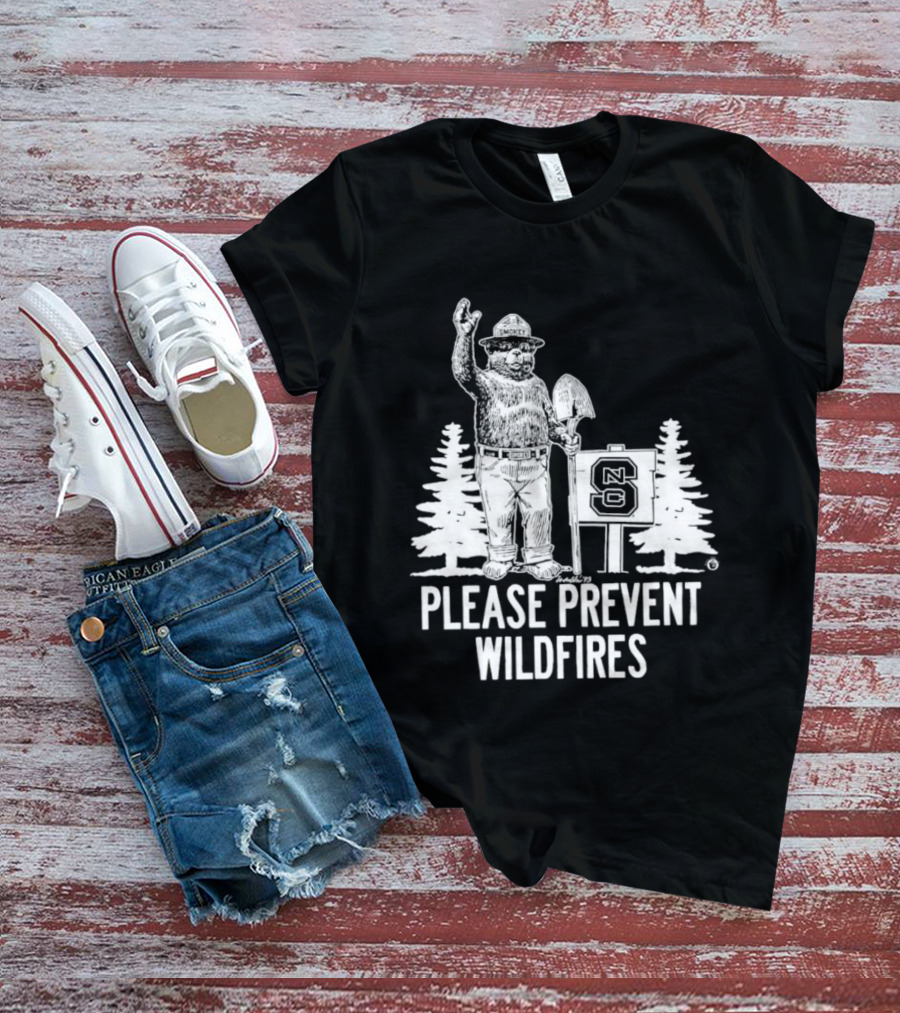Smokey Bear NC State Collaboration Please Prevent Wildfires T-Shirt