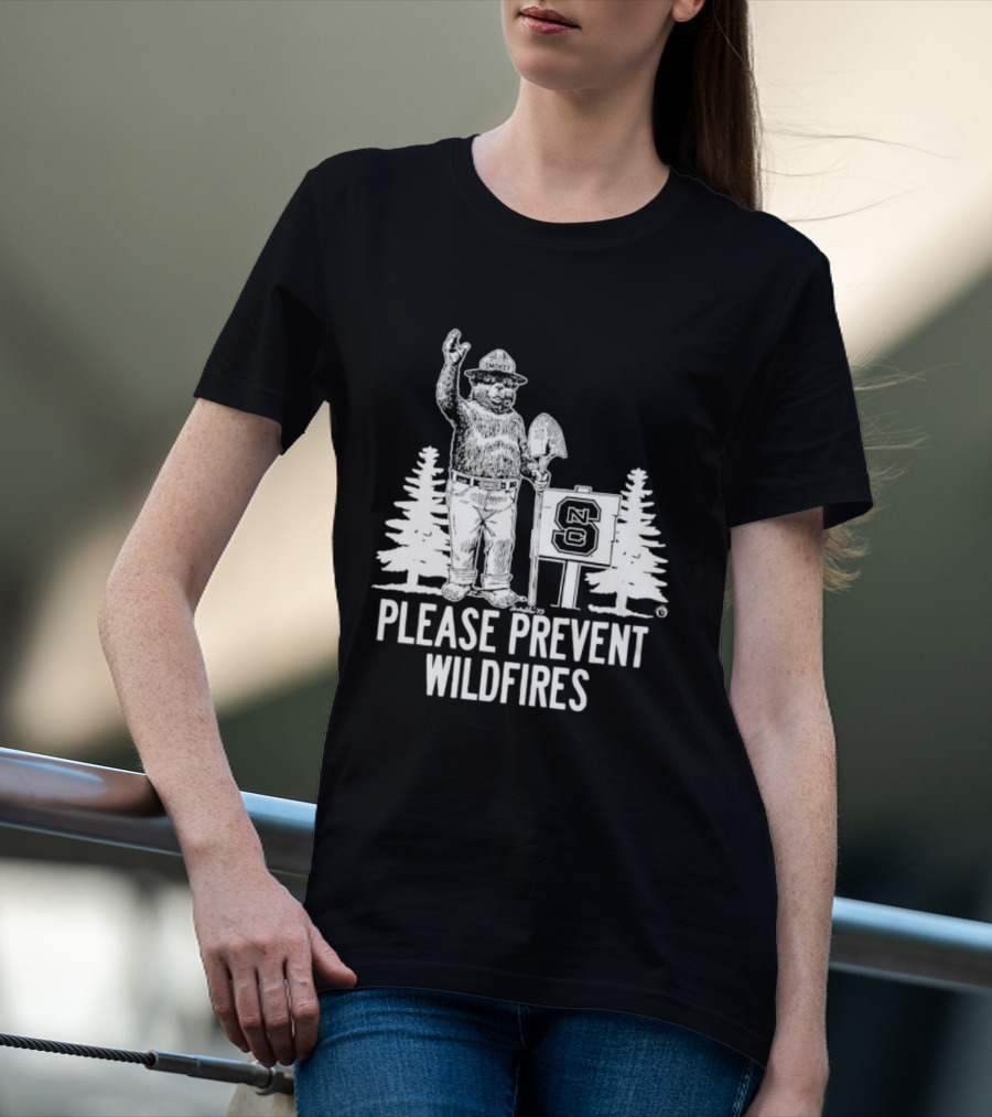 Smokey Bear NC State Collaboration Please Prevent Wildfires T-Shirt
