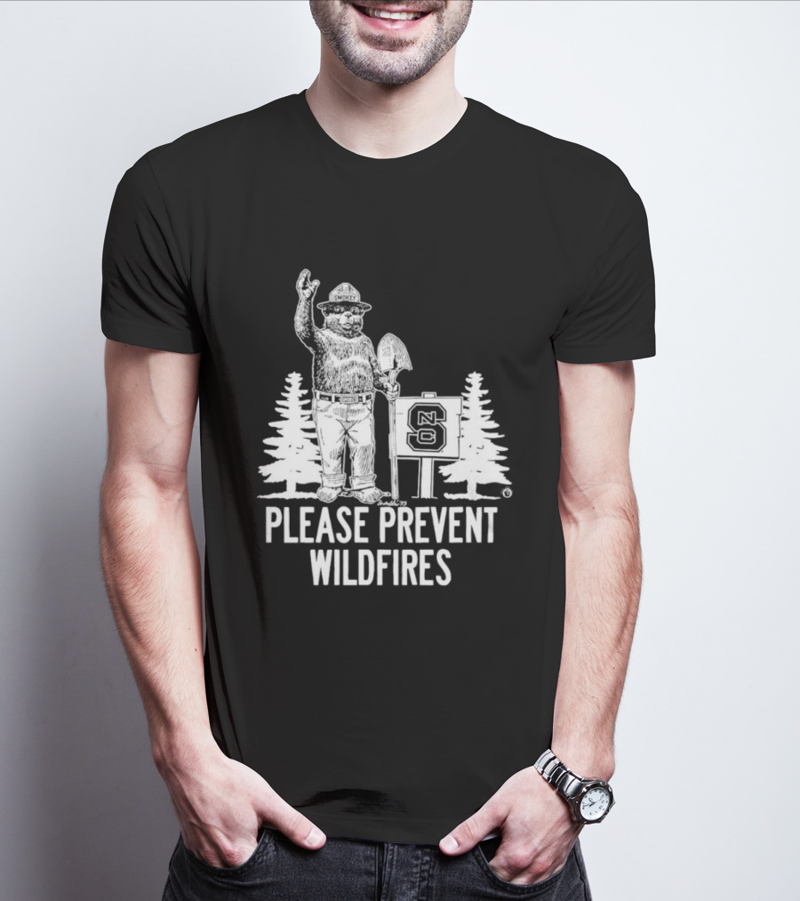 Smokey Bear NC State Collaboration Please Prevent Wildfires T-Shirt