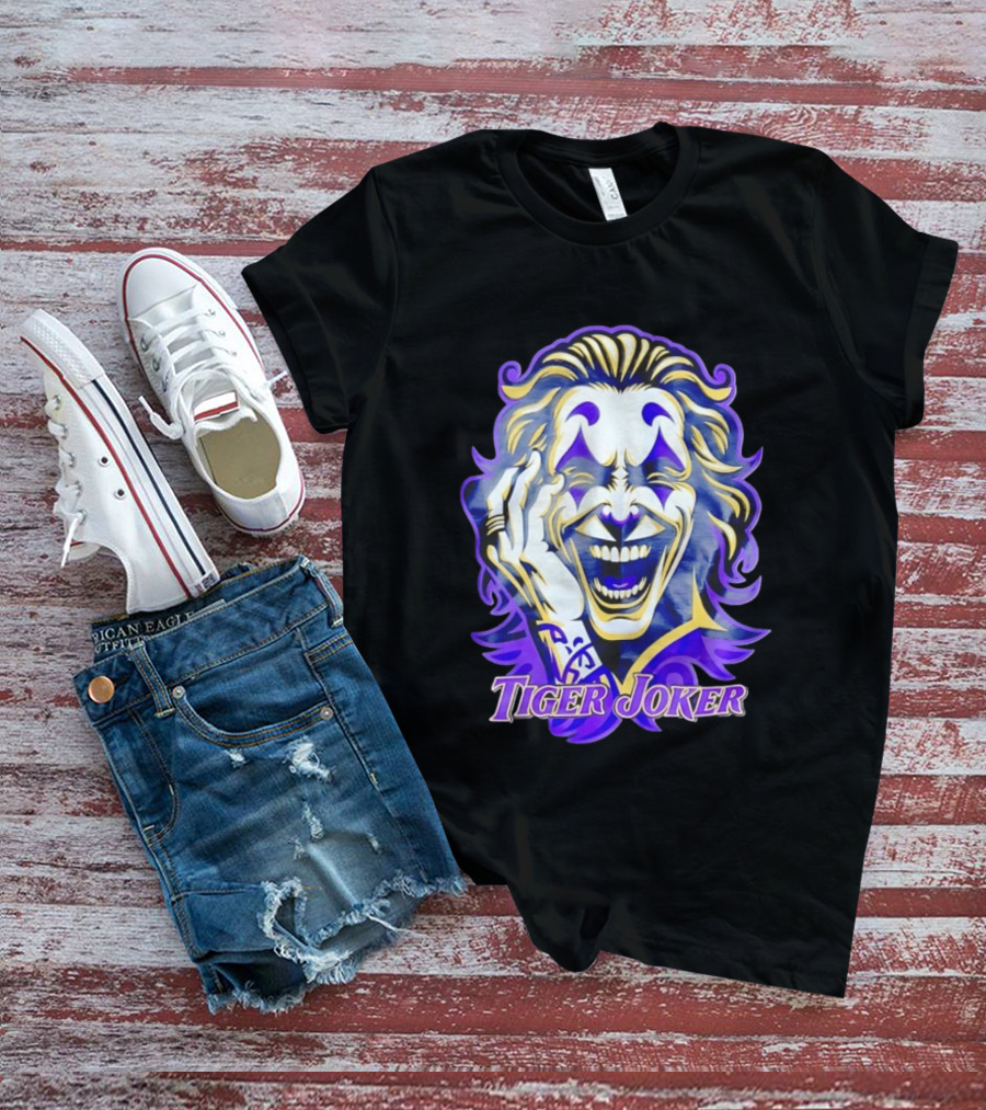 Tiger Joker Mischievous Grin Purple Aura T-Shirt