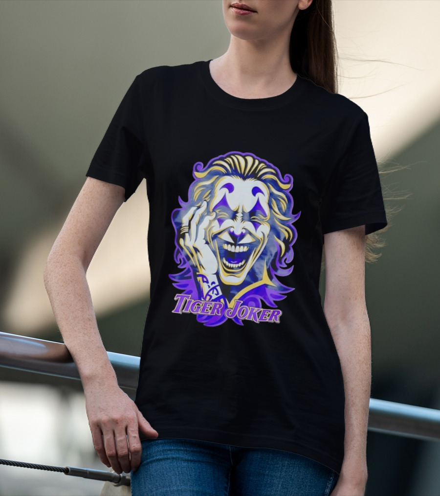 Tiger Joker Mischievous Grin Purple Aura T-Shirt