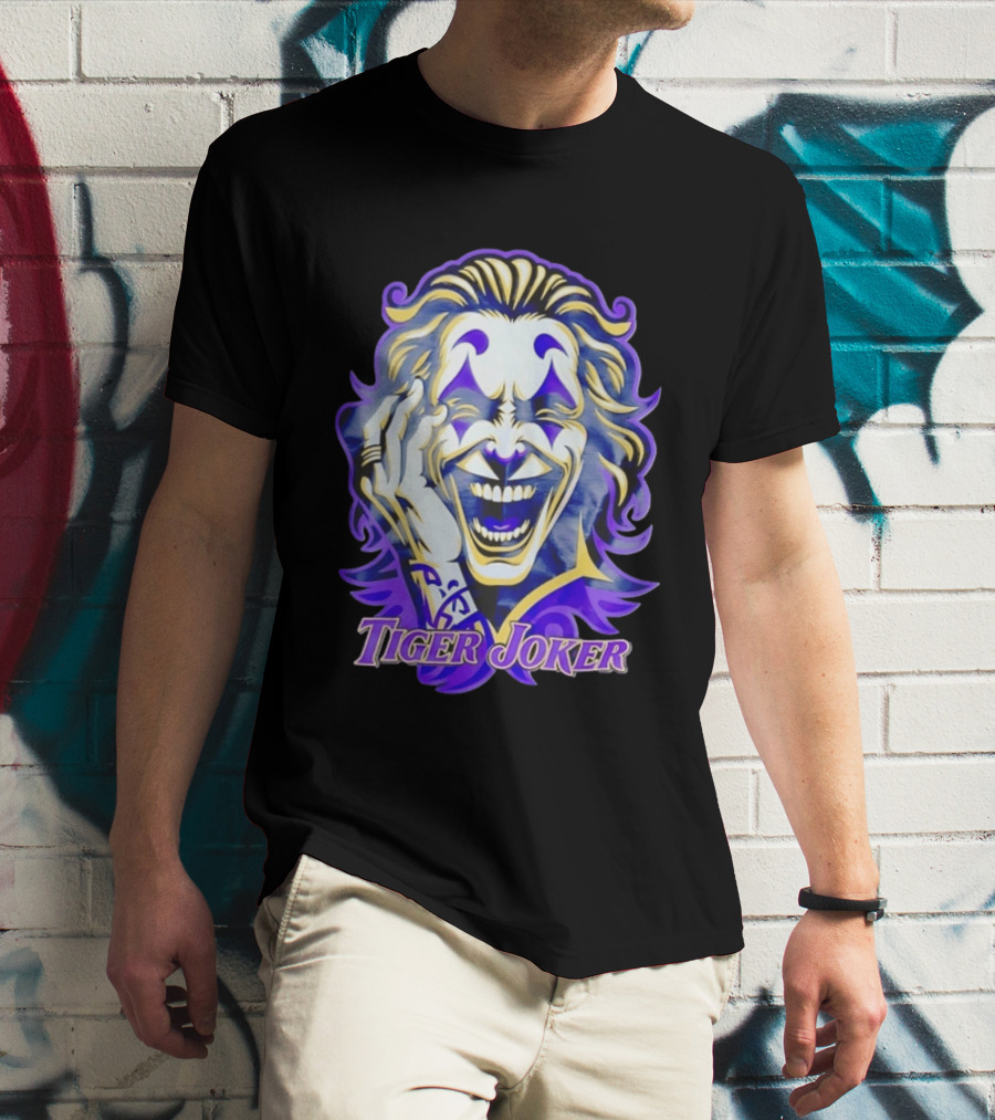 Tiger Joker Mischievous Grin Purple Aura T-Shirt