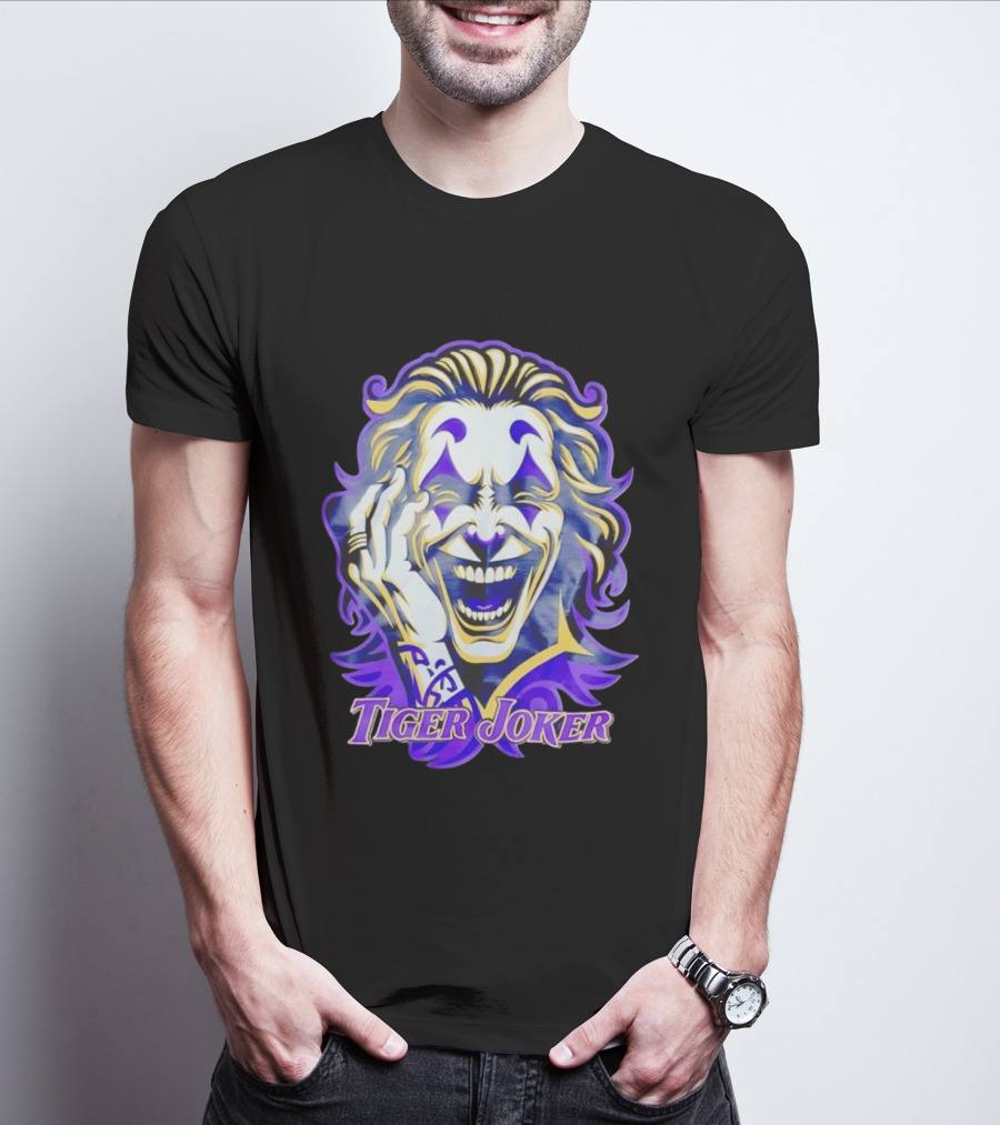 Tiger Joker Mischievous Grin Purple Aura T-Shirt