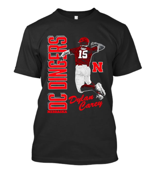 Dylan Carey Nebraska Huskers DC Dingers Baseball Player 15 Red Team Spirit T-Shirt