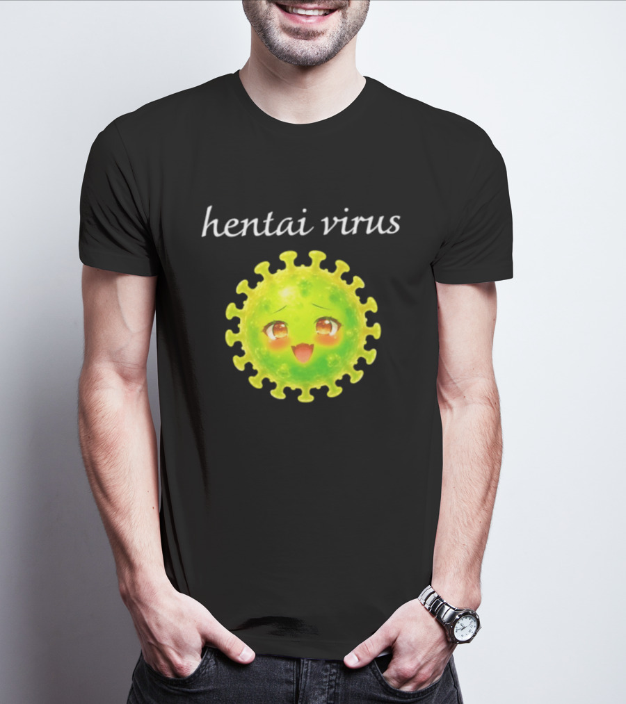 Hentai Virus Kawaii Face Cute Green Cartoon Meme T-Shirt