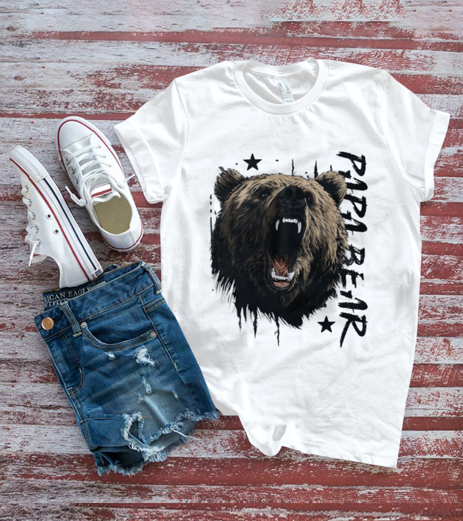 Roaring Grizzly Bear Papa Bear Fierce Wildlife Expression T-Shirt