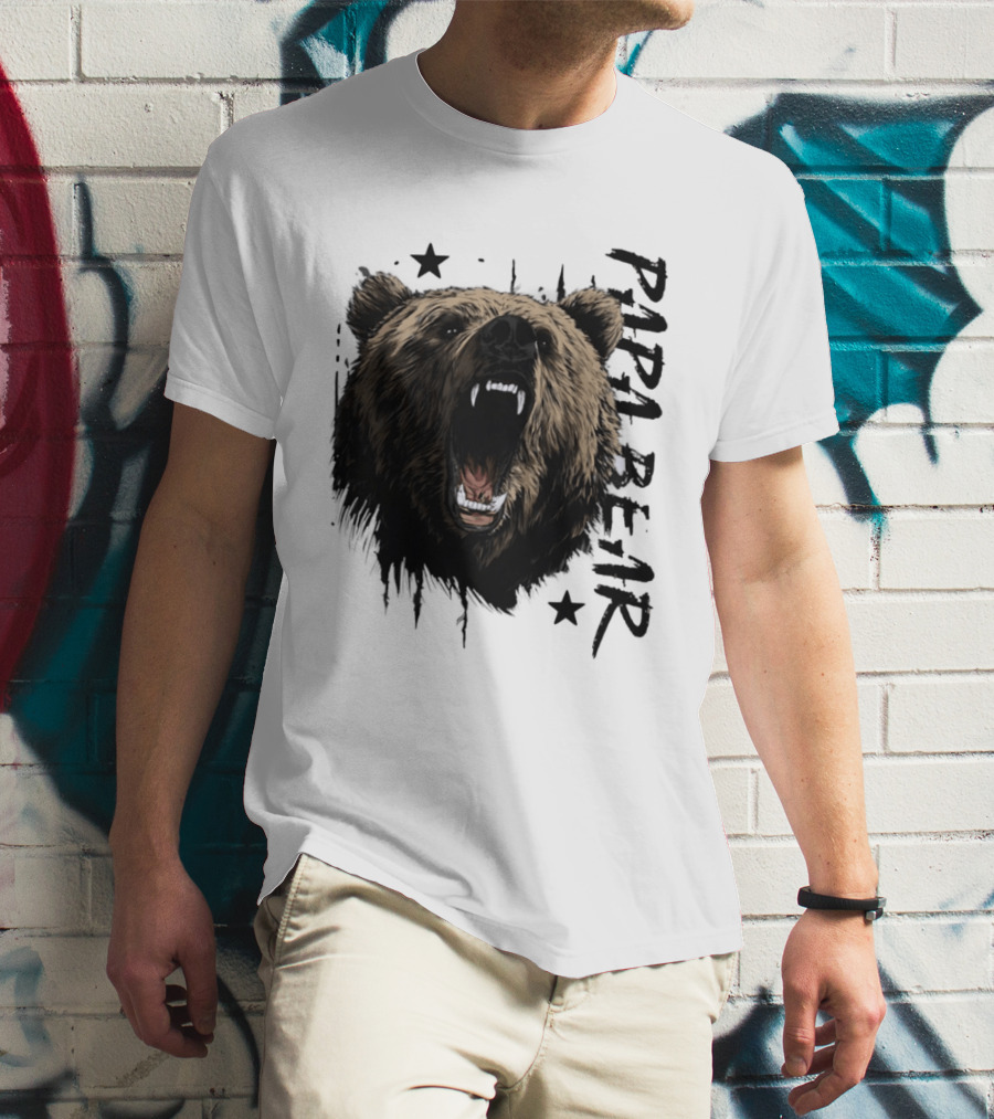 Roaring Grizzly Bear Papa Bear Fierce Wildlife Expression T-Shirt