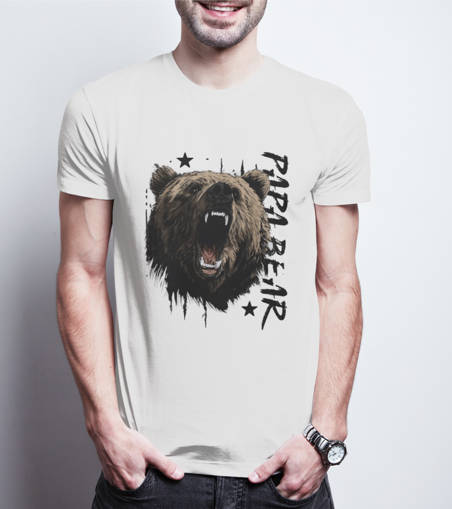 Roaring Grizzly Bear Papa Bear Fierce Wildlife Expression T-Shirt