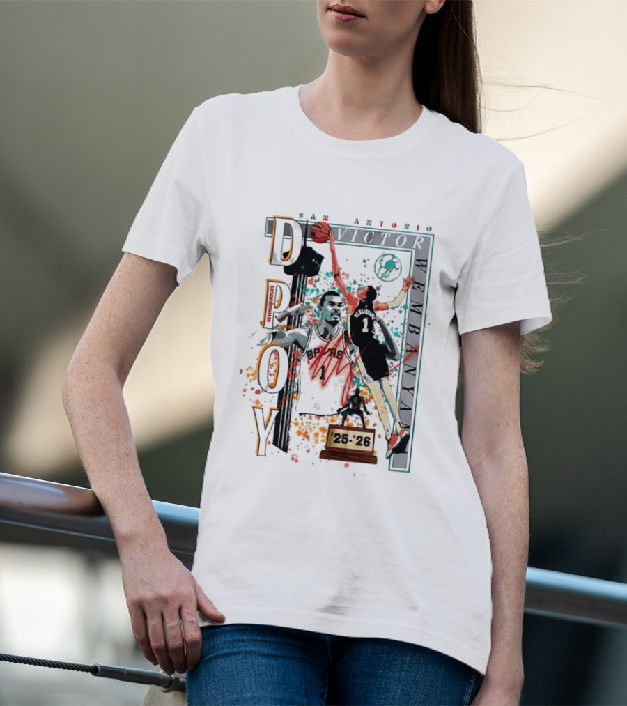San Antonio Spurs DPOY Victor Wembanyama 25 26 T-Shirt