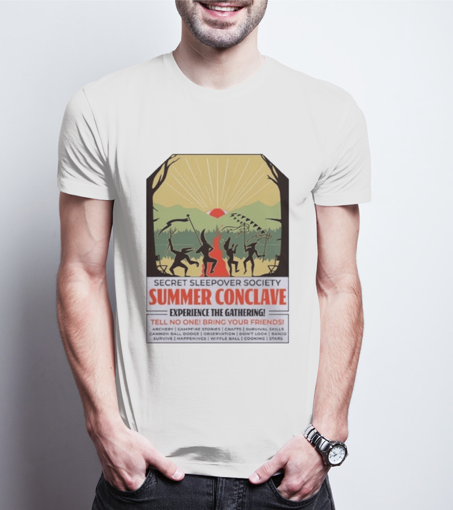 Secret Sleepover Society Summer Conclave Experience The Gathering Archery Campfire Stories Crafts Survival Skills T-Shirt