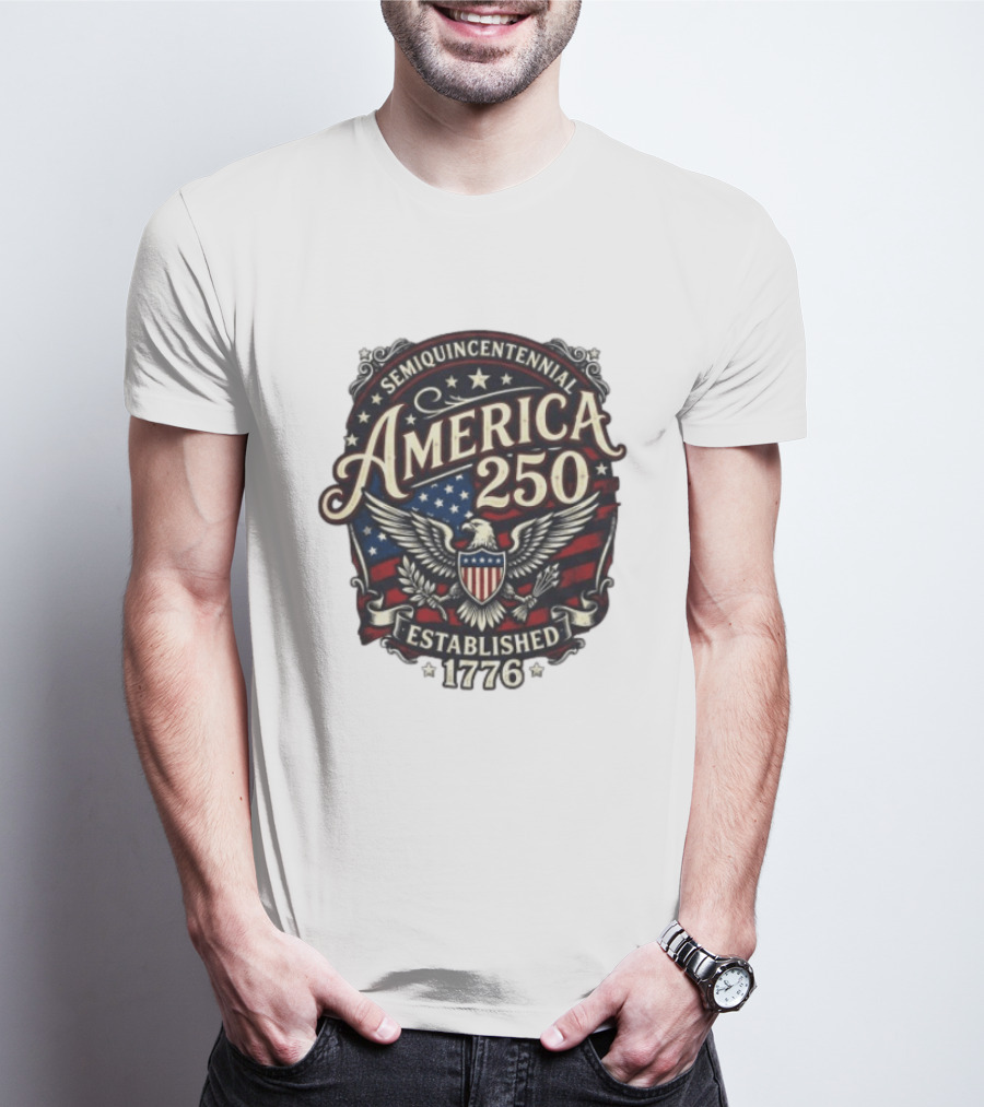 Semiquincentennial America 250 Eagle Crest Established 1776 Stars And Stripes T-Shirt